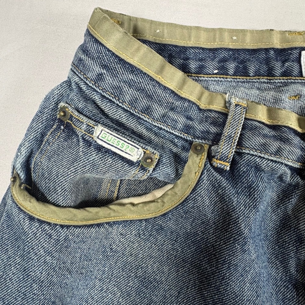 Vintage Guess Jeans Georges Marciano Mens 34 Blue Denim Contrast Trim USA 90s - Picture 11 of 13